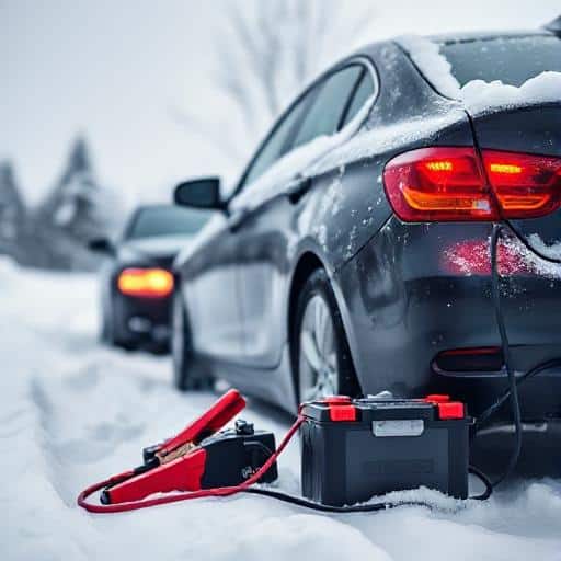 Direct Brakes technician jump starting a car