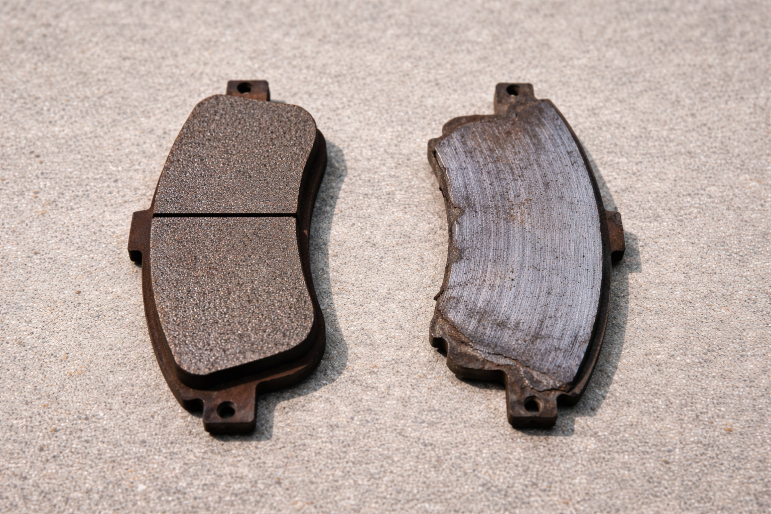 Worn brake pads causing grinding against rotor