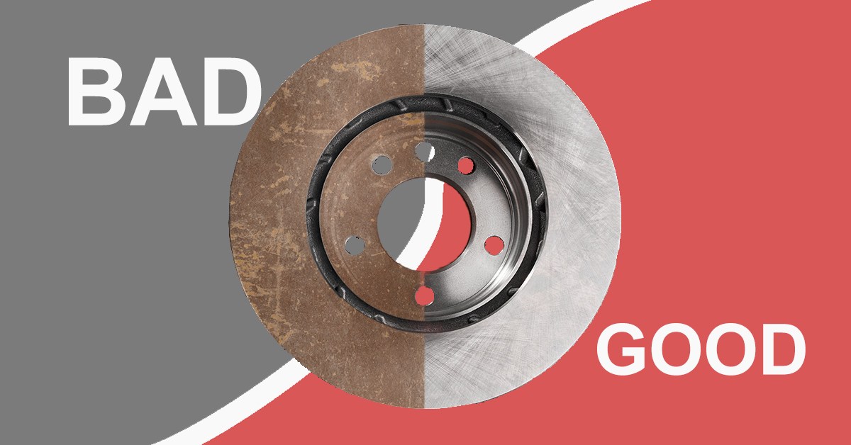 Brake caliper and rotor showing wear