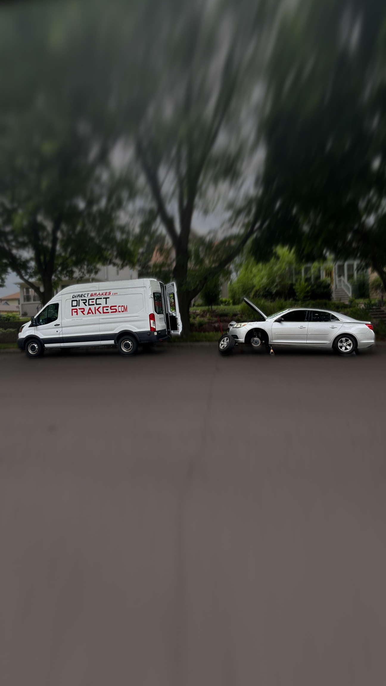 Direct Brakes service van at Sioux Falls customer home for mobile brake repair