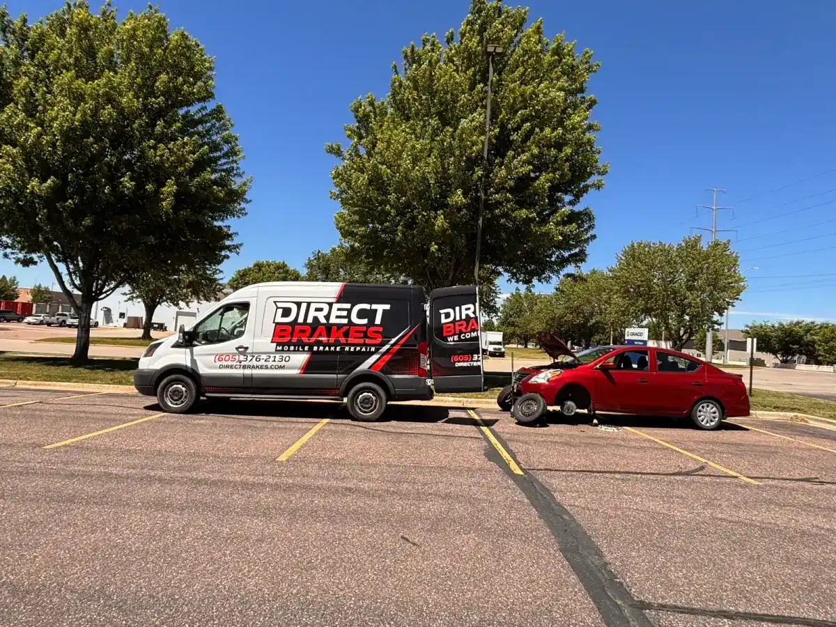 Tesla Model 3 brake service by Direct Brakes mobile technician in Sioux Falls