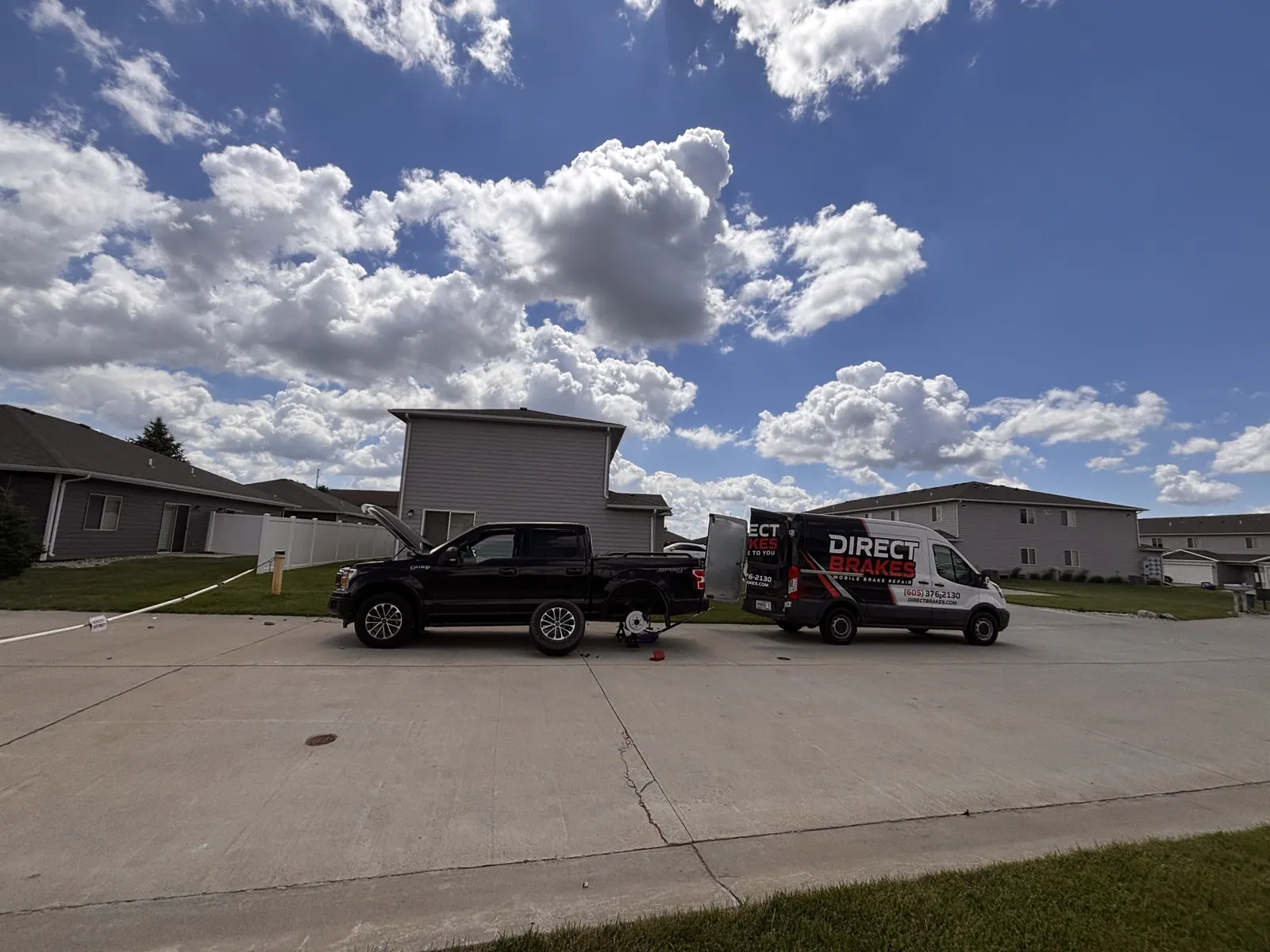 Mobile brake service van with OE-quality brake pads for European vehicles in Sioux Falls