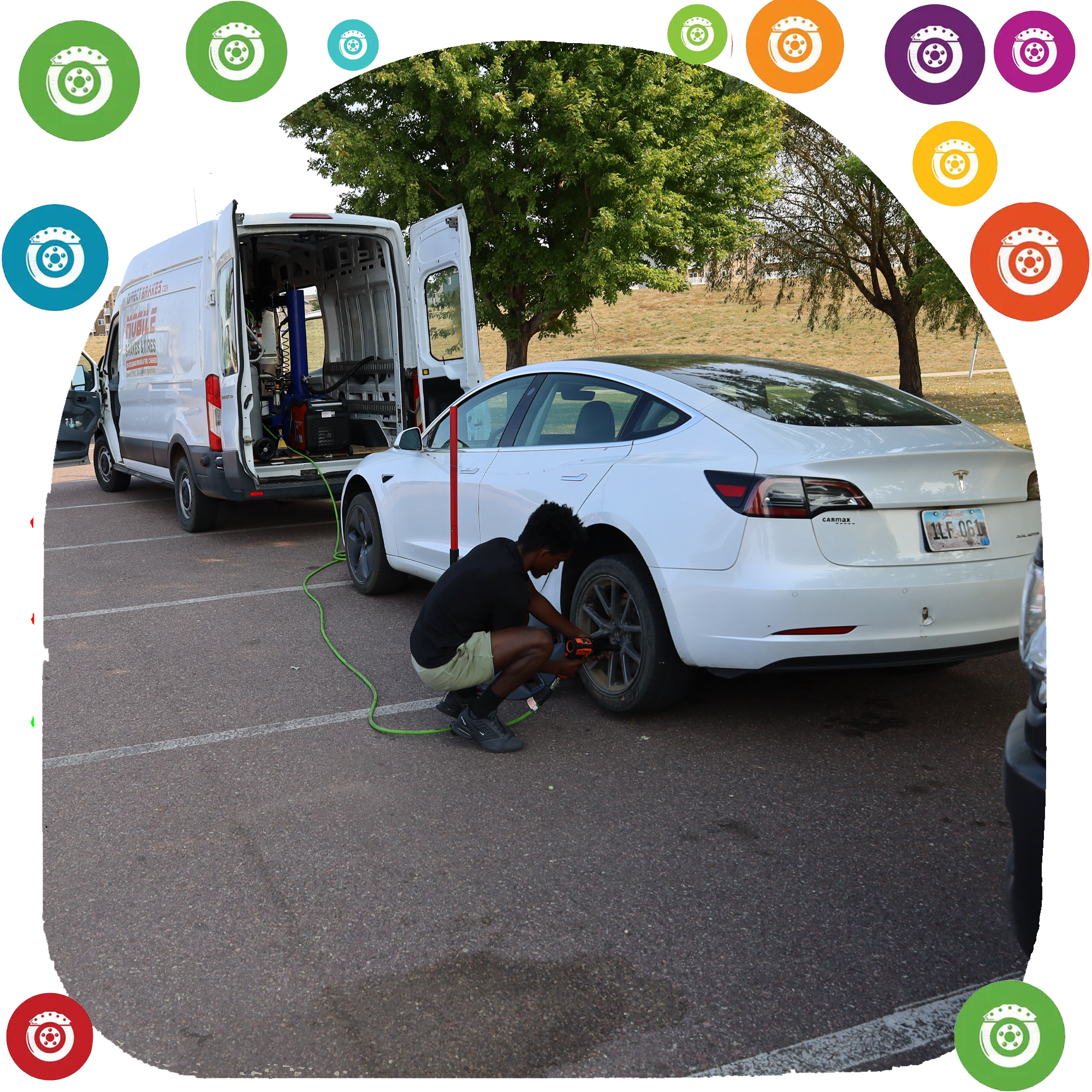 Mobile mechanic servicing vehicle in Brandon SD driveway