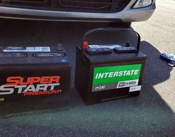 Car battery showing typical lifespan factors