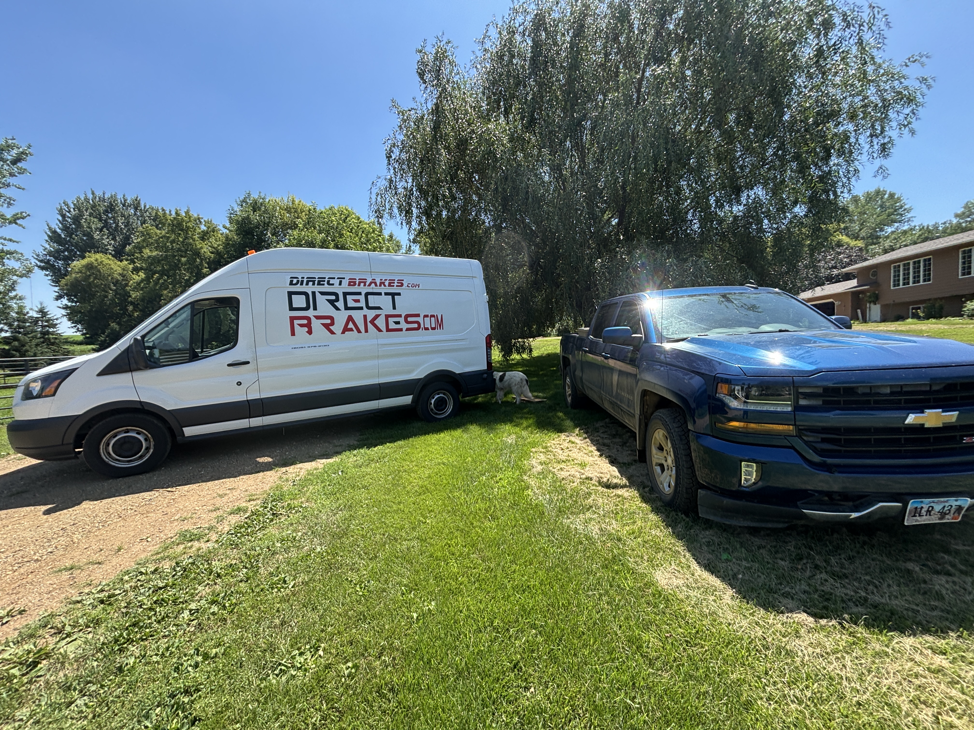 Direct Brakes mobile technician performing oil change at customer home in Sioux Falls